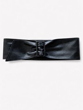 Black Genuine Leather Wide Cinch Waist Belt Made in Canada